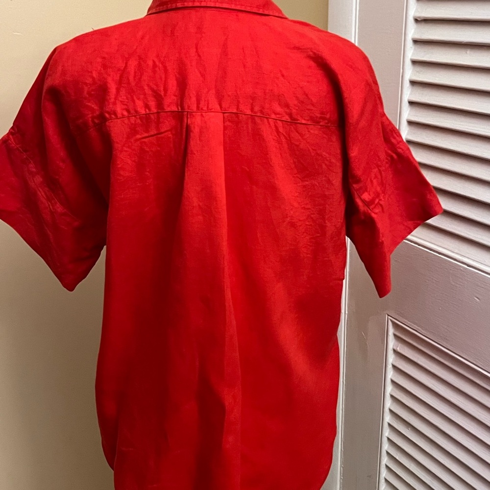 Lauren Ralph Lauren women’s short sleeve linen shirt. Size L. Red - Picture 4 of 9